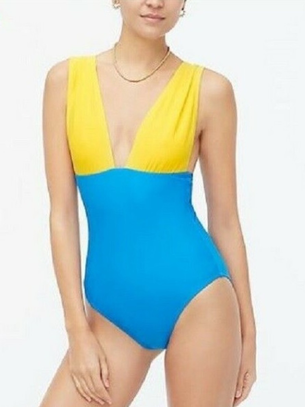 J.Crew Colorblock v-neck one-piece swimsuit - size M